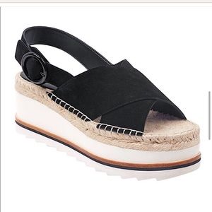 Marc Fisher Glenna Black Suede Espadrille Slingbac